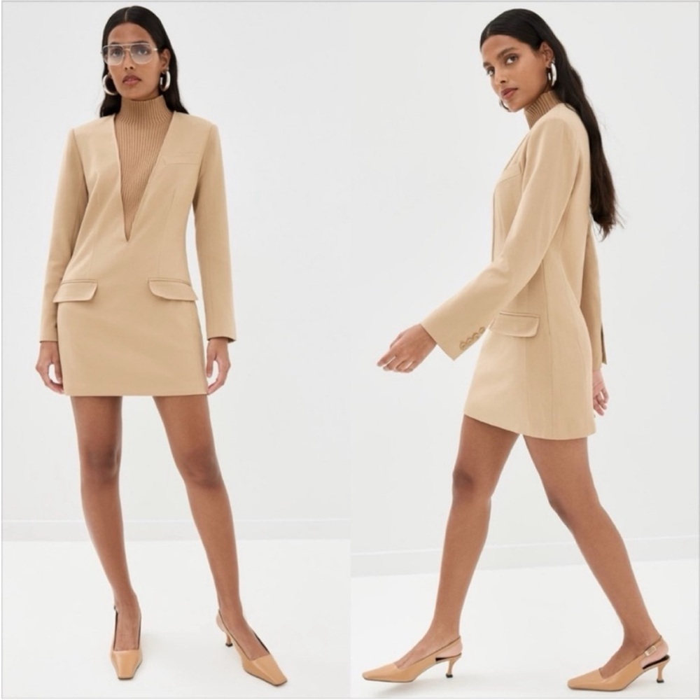 STAUD Mott Dress Camel.Incredible design,combining a dress,jacket and a sweater.
